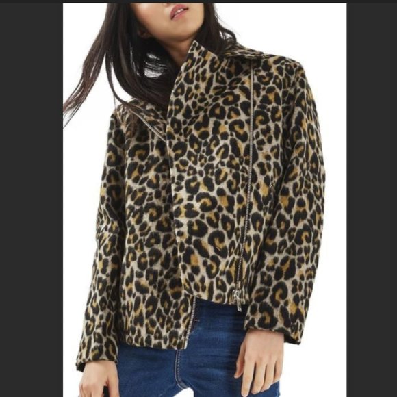 āHost Pickā TopShop Leopard Print Biker Motorcycle Jacket - NWT - Picture 2 of 3